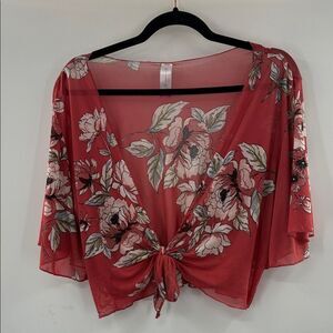3For$20 No Boundaries Red Floral Sheer Blouse
